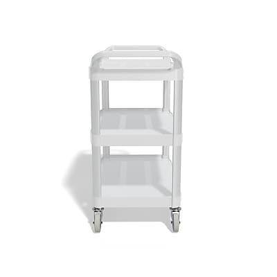 Alt View 2. Staples - 3-Shelf Polypropylene Mobile Utility Cart with Swivel Wheels  - Gray.