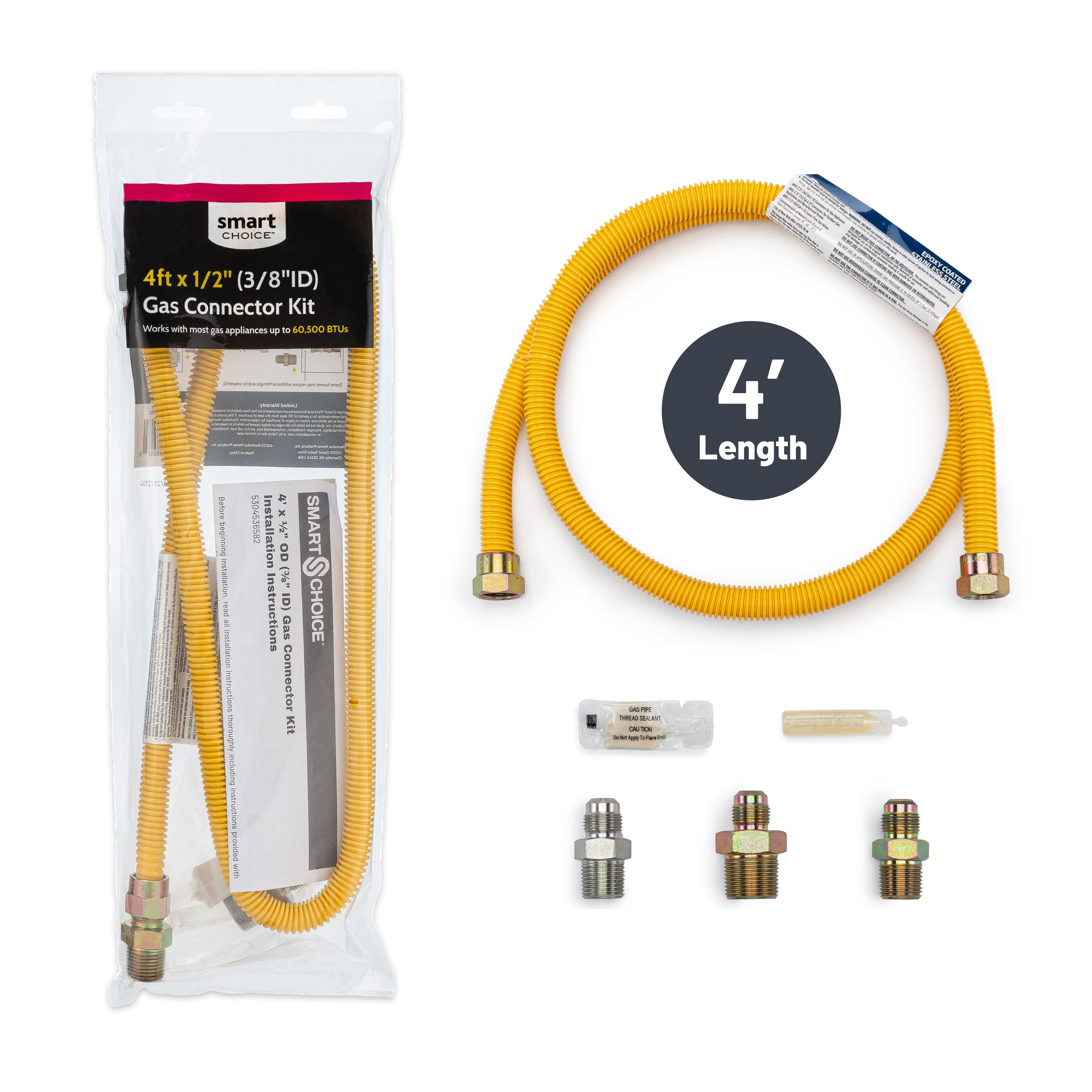 Smart Choice - 4' X 1/2" Gas Connector Kit
