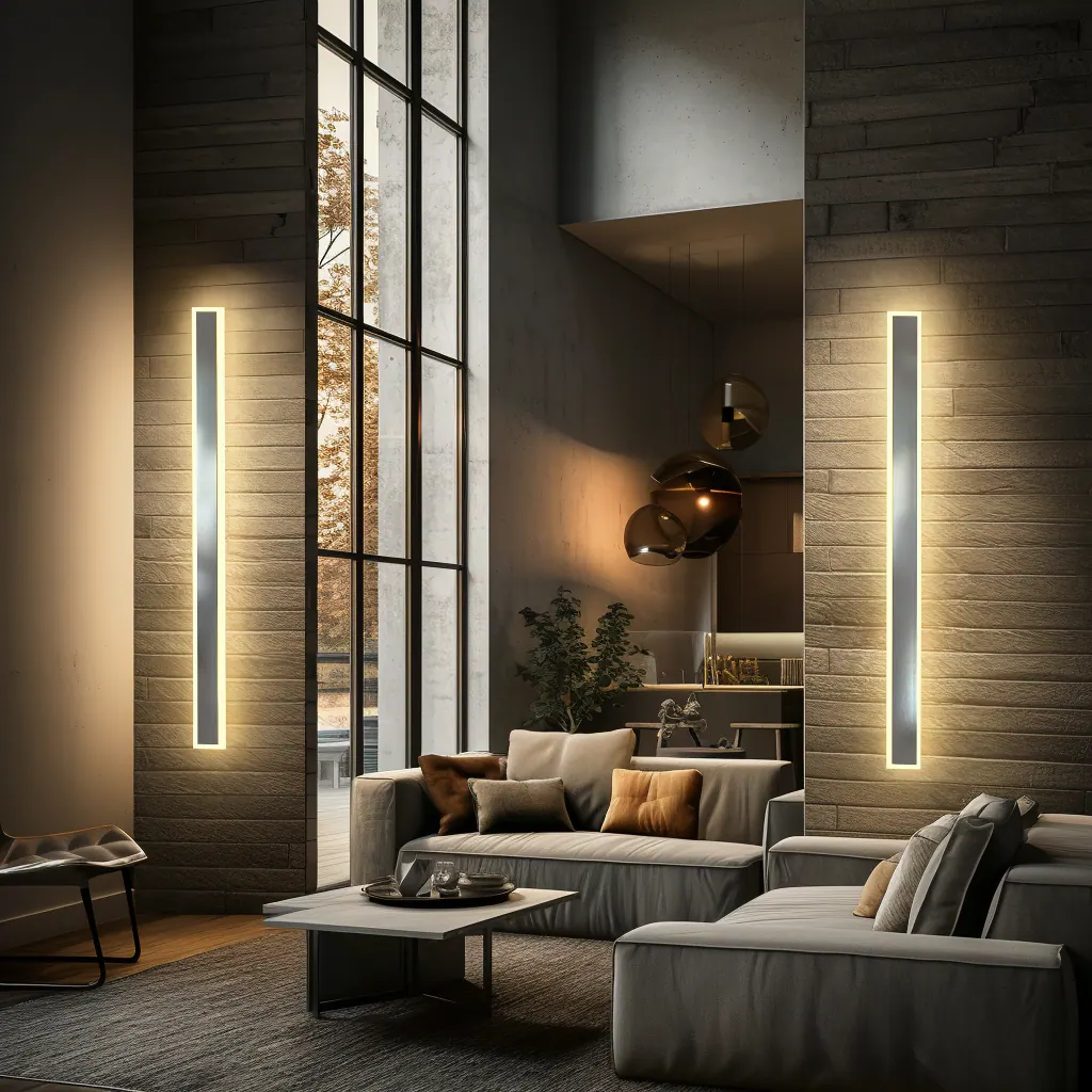Angle. Lamp Depot - Set of 2 RGBW Rectangle Wall Lights - Silver.