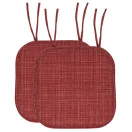 Sweet Home Collection - Aria Memory Foam Non-Slip 16" x 16" Chair Cushion Pad with Ties, 2-Pack - Burgundy