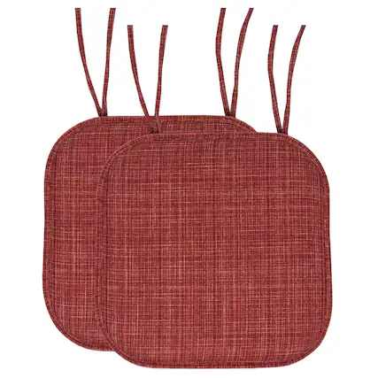 Front. Sweet Home Collection - Aria Memory Foam Non-Slip 16" x 16" Chair Cushion Pad with Ties, 2-Pack - Burgundy.