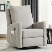 Bestier Glider Swivel Rocker Recliner with Soft Padded Backrest - Gray - Front_Zoom