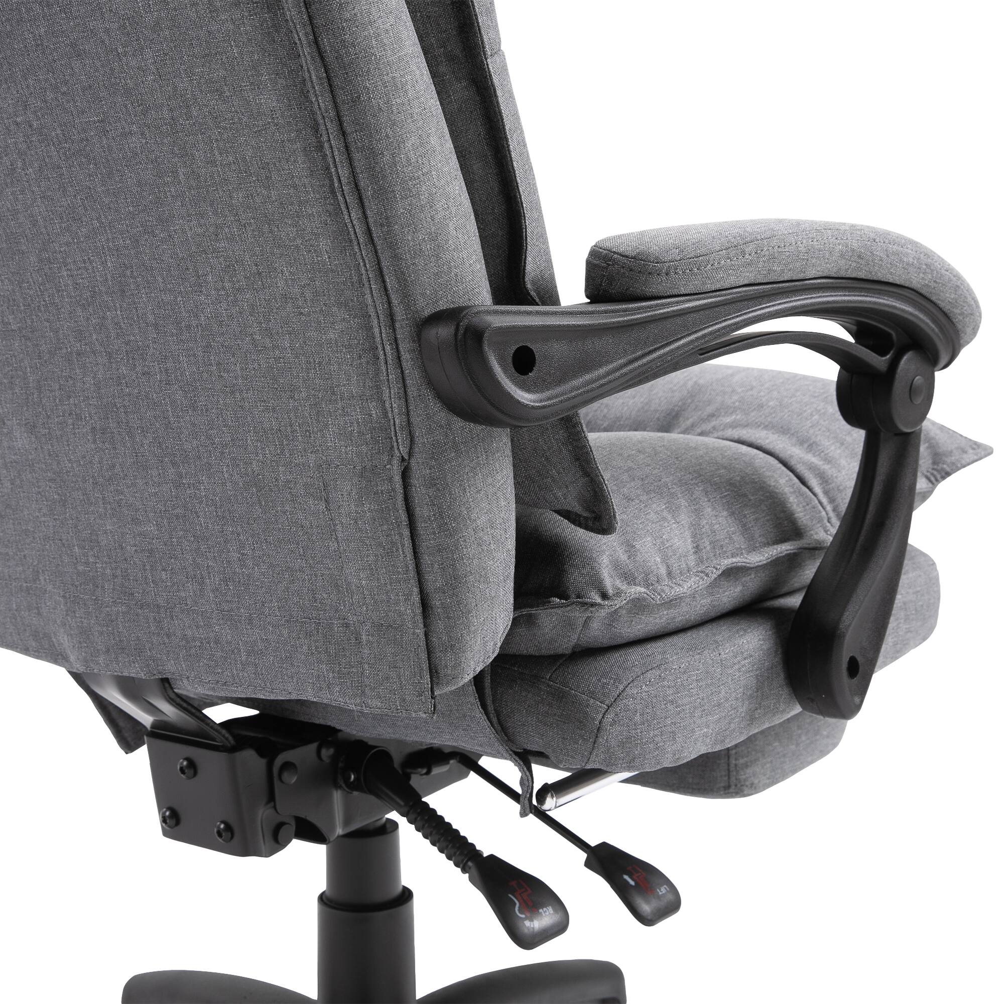 Alt View 8. Vinsetto - 360° Swivel Executive Home Office Chair Adjustable Height Linen Style Fabric Recliner with Retractable Footrest - Grey.