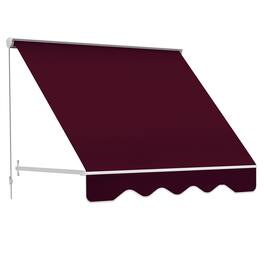Outsunny - 6' Drop Arm Manual Retractable Window Awning Sun Shade Shelter for Patio Balcony Outdoor, Aluminum - Wine Red