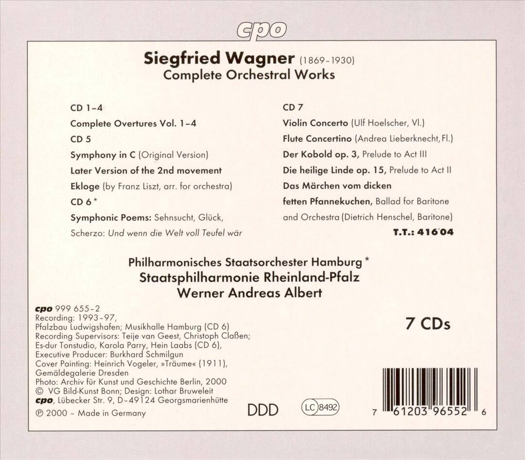 Back. Siegfried Wagner: Complete Orchestral Works (Box Set) [CD].