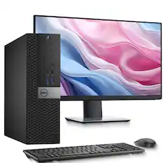 Front. Dell - OptiPlex SFF Desktop PC - Intel Core i5-6th 3.2GHz - 16GB DDR4 RAM - 1TB SSD - 24" LED - KB & Mouse - Wi-Fi - Win11 - Black.