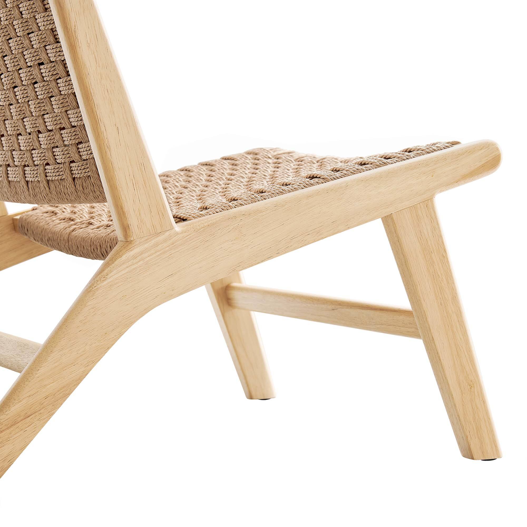 Alt View 5. Modway - Saoirse Woven Rope Wood Accent Lounge Chair by Modway - Natural Natural.