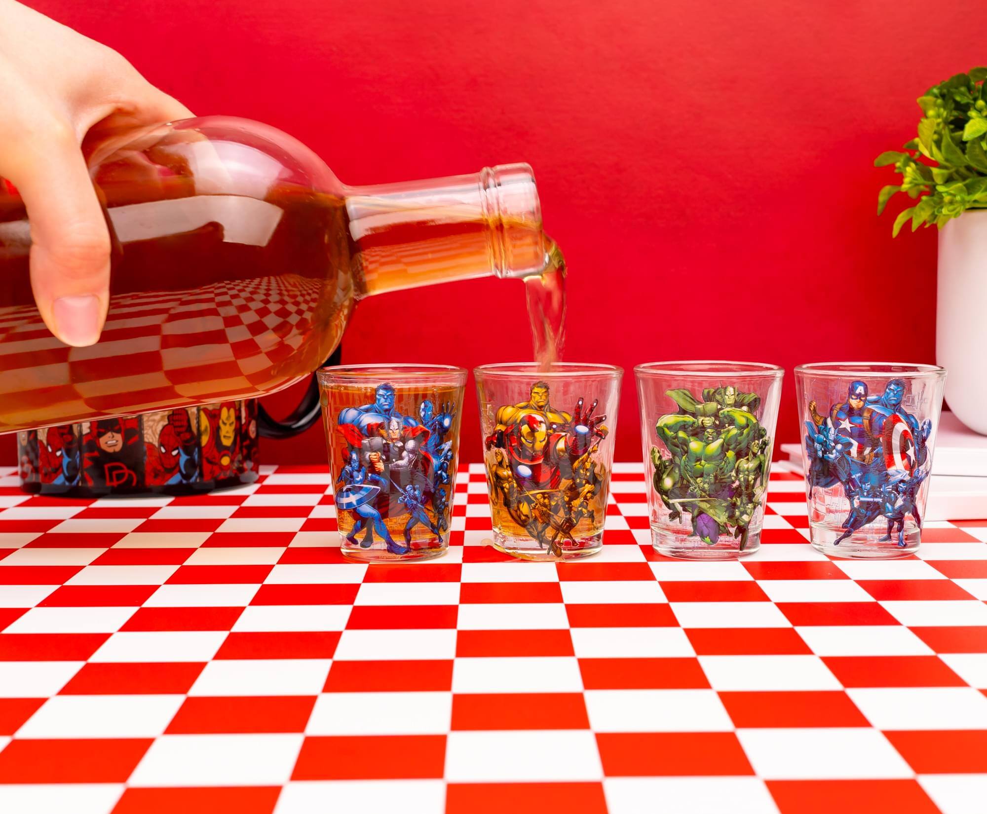 Alt View 5. Silver Buffalo - Marvel Avengers 2-Ounce Mini Shot Glasses | Set of 4 - Multi-Colored.