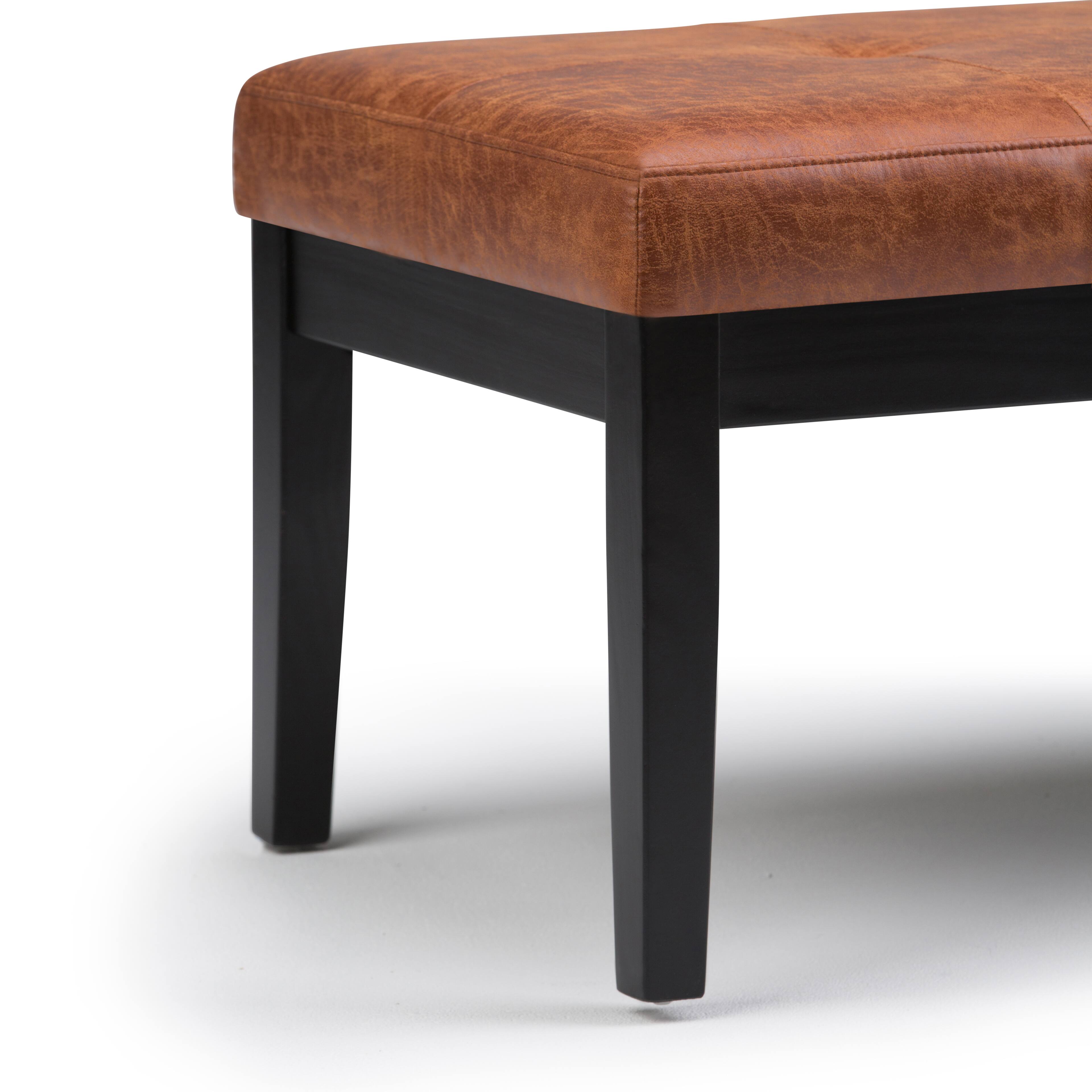 Alt View 16. Simpli Home - Lacey 43 inch Wide Contemporary Rectangle Tufted Ottoman Bench - Distressed Saddle Brown.
