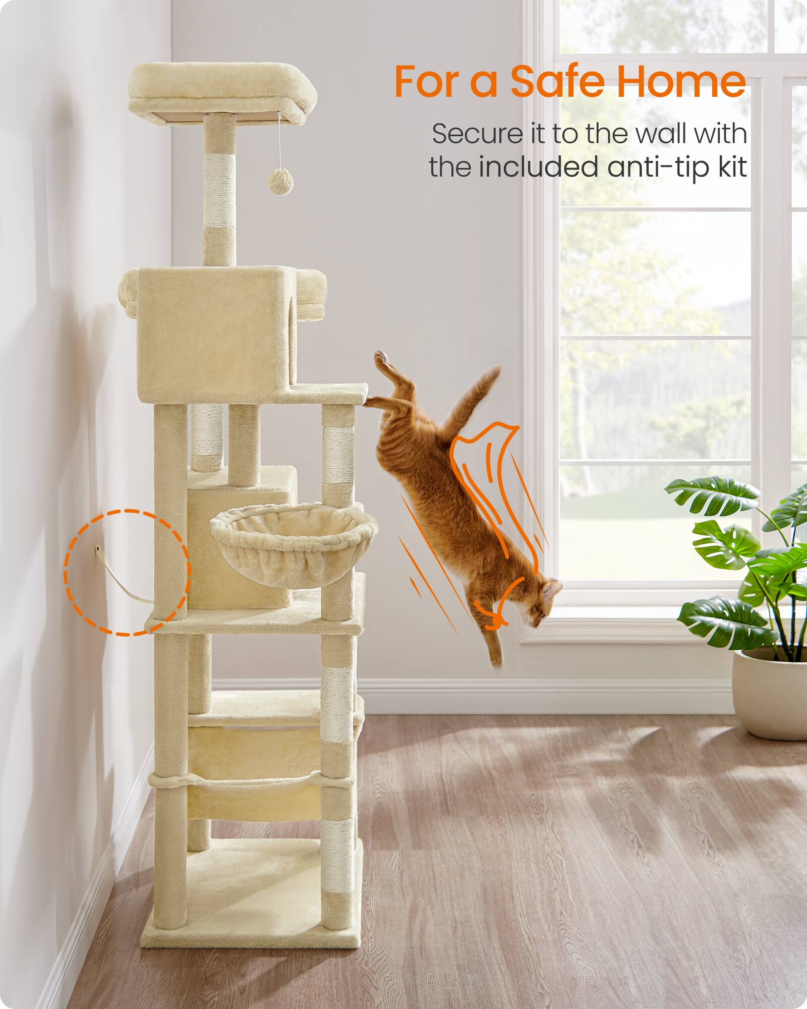 For a Safe Home  
Secure it to the wall with the included anti-tip kit