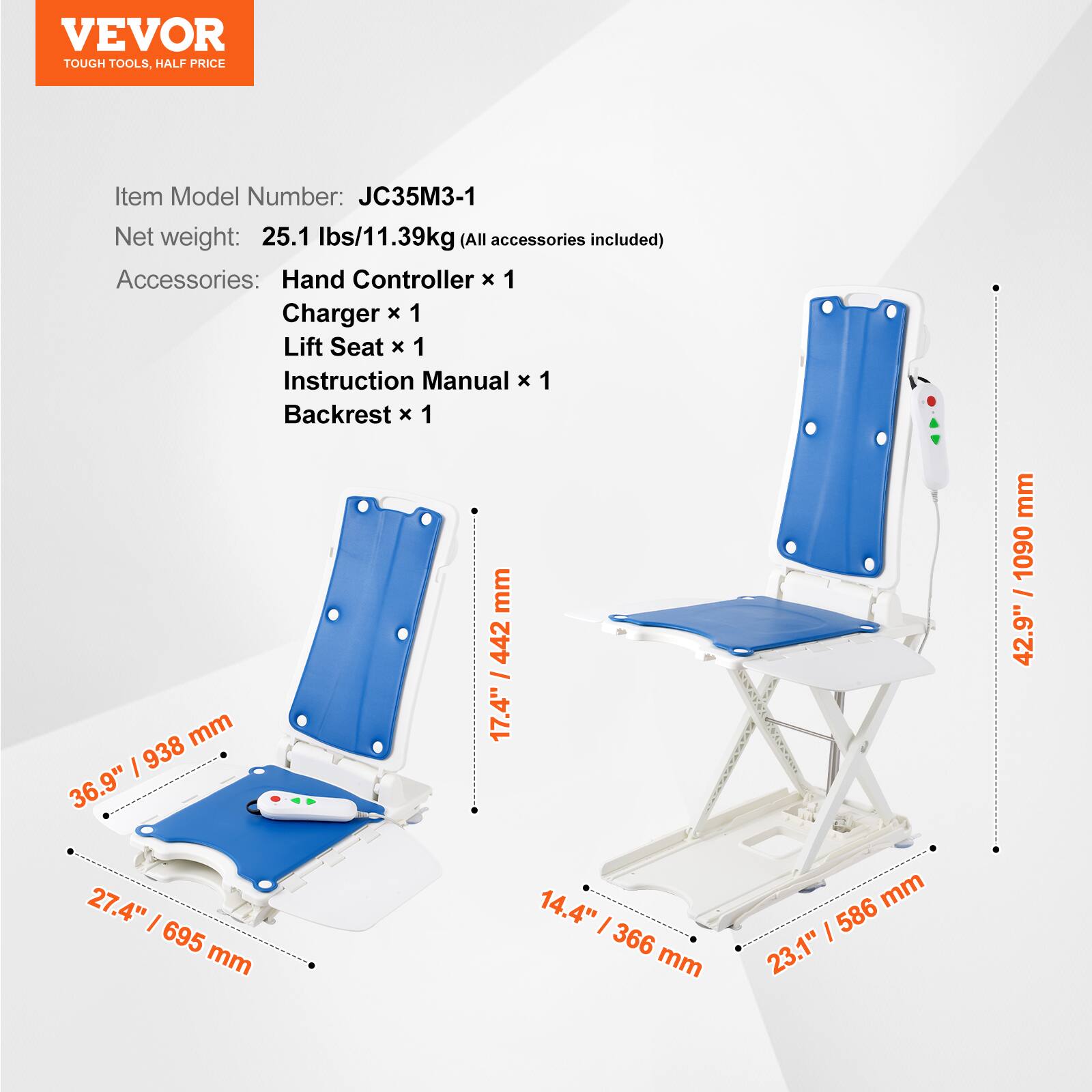 VEVOR Electric Chair Lift, Devices to Lift Elderly off Floor for