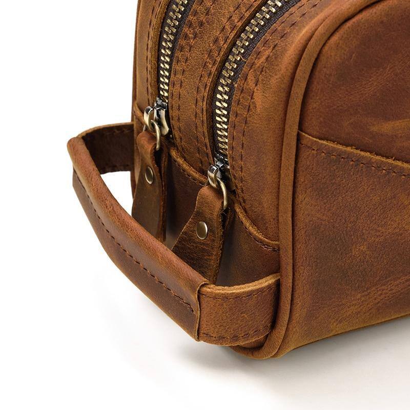 Alt View 7. Steel Horse Leather - The Nomad Toiletry Bag | Genuine Leather Travel Toiletry Bag - Brown.