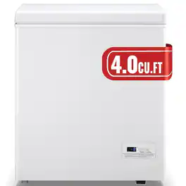 HOMLUX - 4.0 cu.ft.Manual Defrost Mini Upright Freezer In with 2 Removable Baskets, Digital Control Panel for Home - White