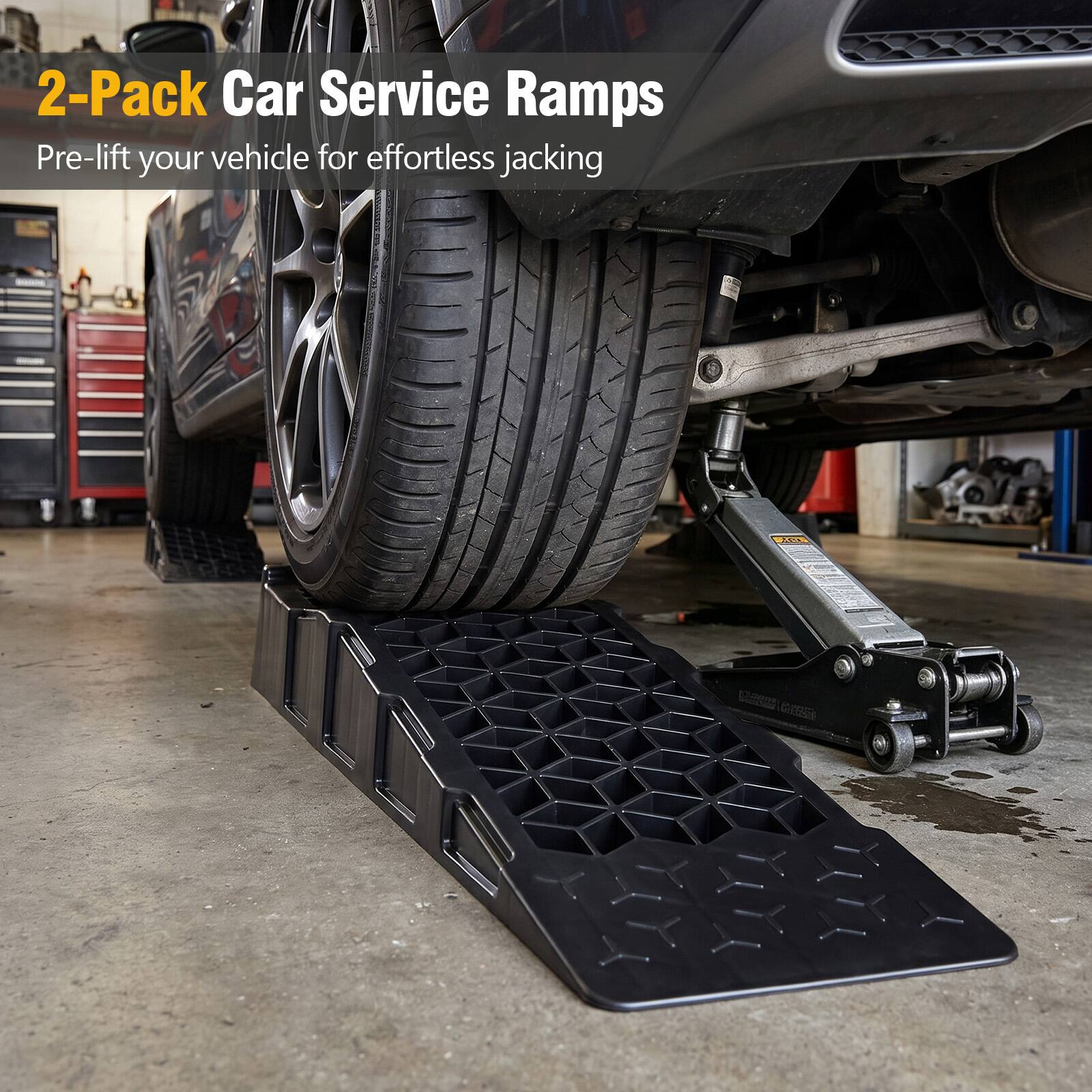 2-Pack Car Service Ramps  
Pre-lift your vehicle for effortless jacking