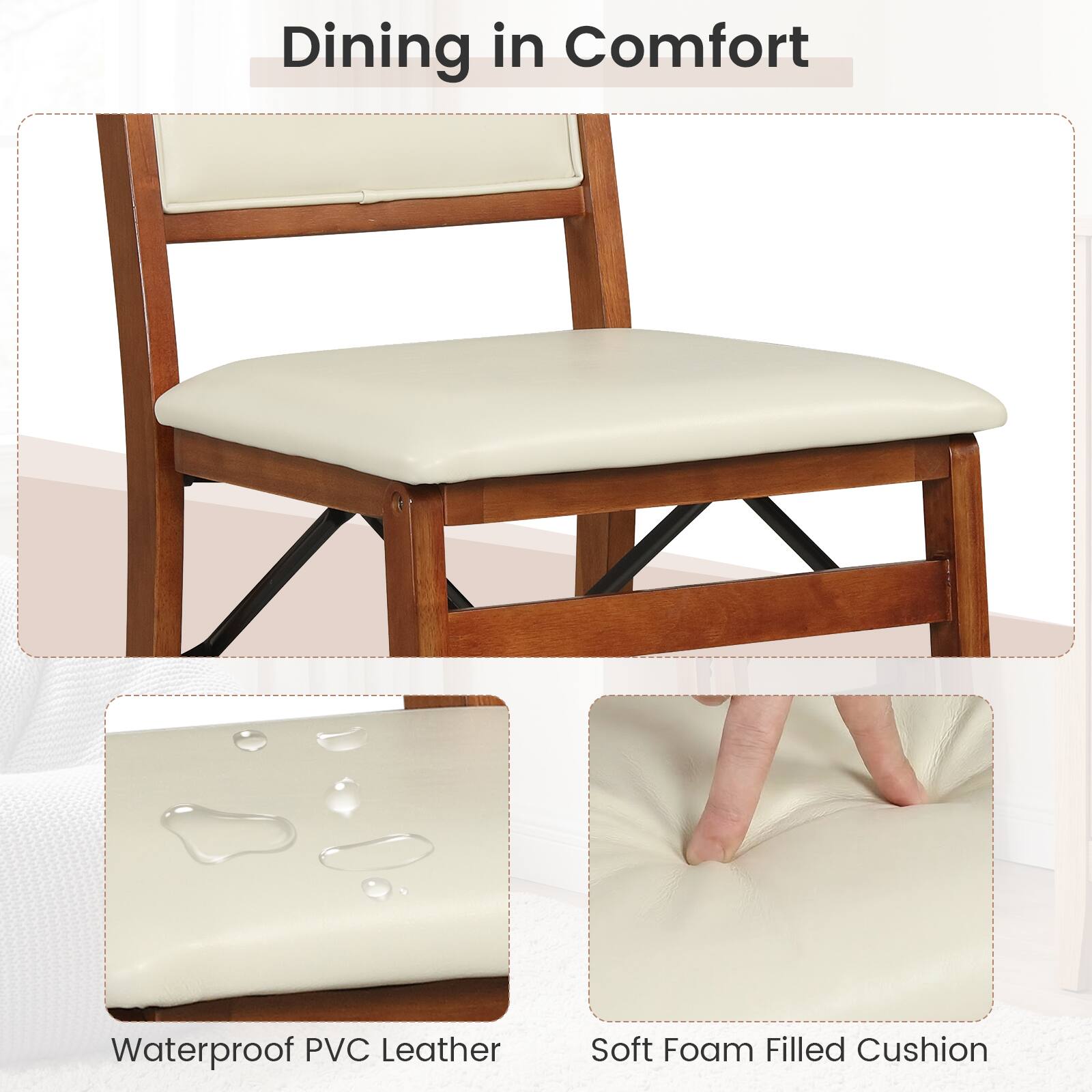 Dining in Comfort

Waterproof PVC Leather

Soft Foam Filled Cushion