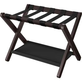 Hivvago - Sturdy Bamboo Luggage Rack in Chestnut Brown Wood Finish with Lower Shelf - Chestnut Brown