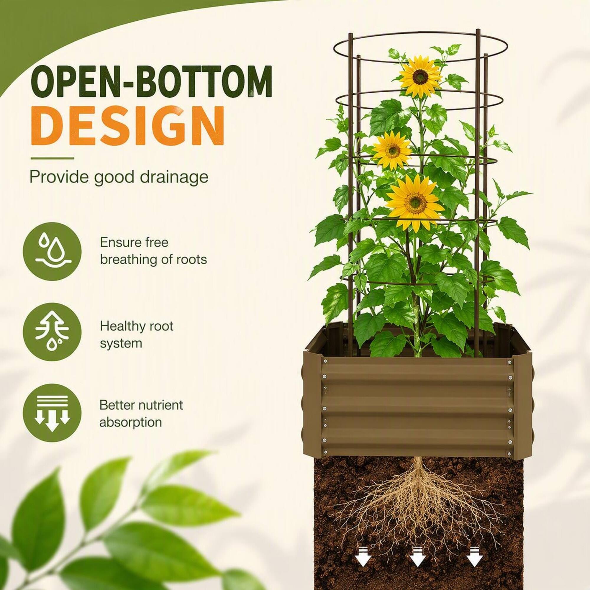 OPEN-BOTTOM DESIGN  
Provide good drainage  
Ensure free breathing of roots  
Healthy root system  
Better nutrient absorption