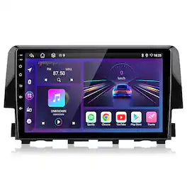 Junsun - 8 Core 6+128G Android 15 carplay 9" Car Stereo Radio For Honda Civic 2016-2020 GPS Navi WIFI DSP RDS FM BT SWC - Black