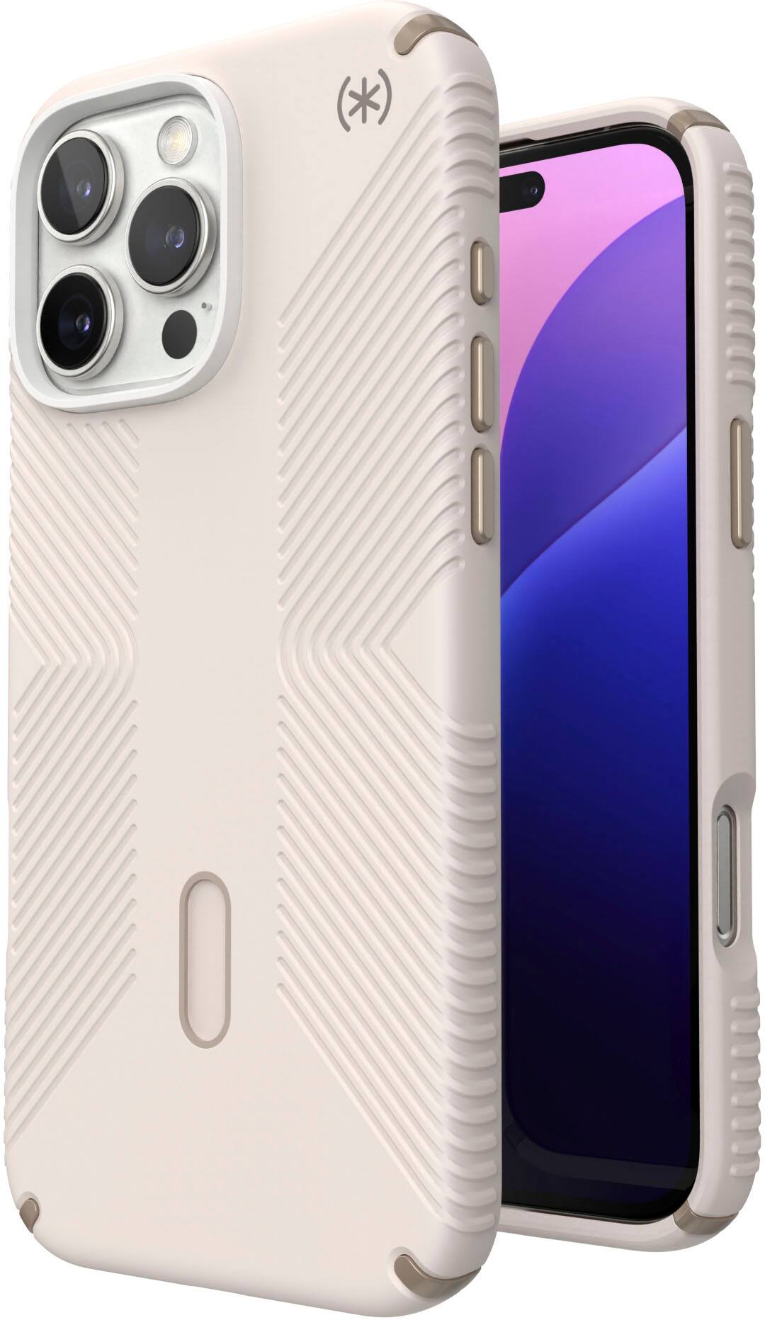 Left. Speck - Presidio2 Grip ClickLock Case with MagSafe for Apple iPhone 16 Pro Max - Bleached Bone.