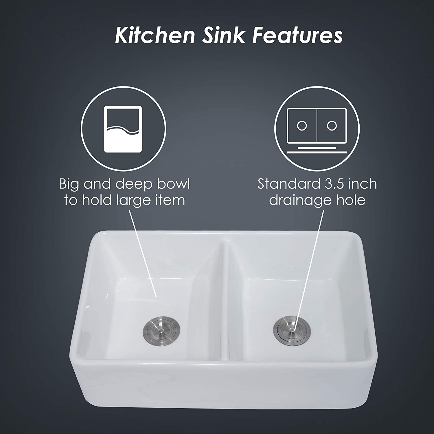 Kitchen Sink Features

- Big and deep bowl to hold large item
- Standard 3.5 inch drainage hole