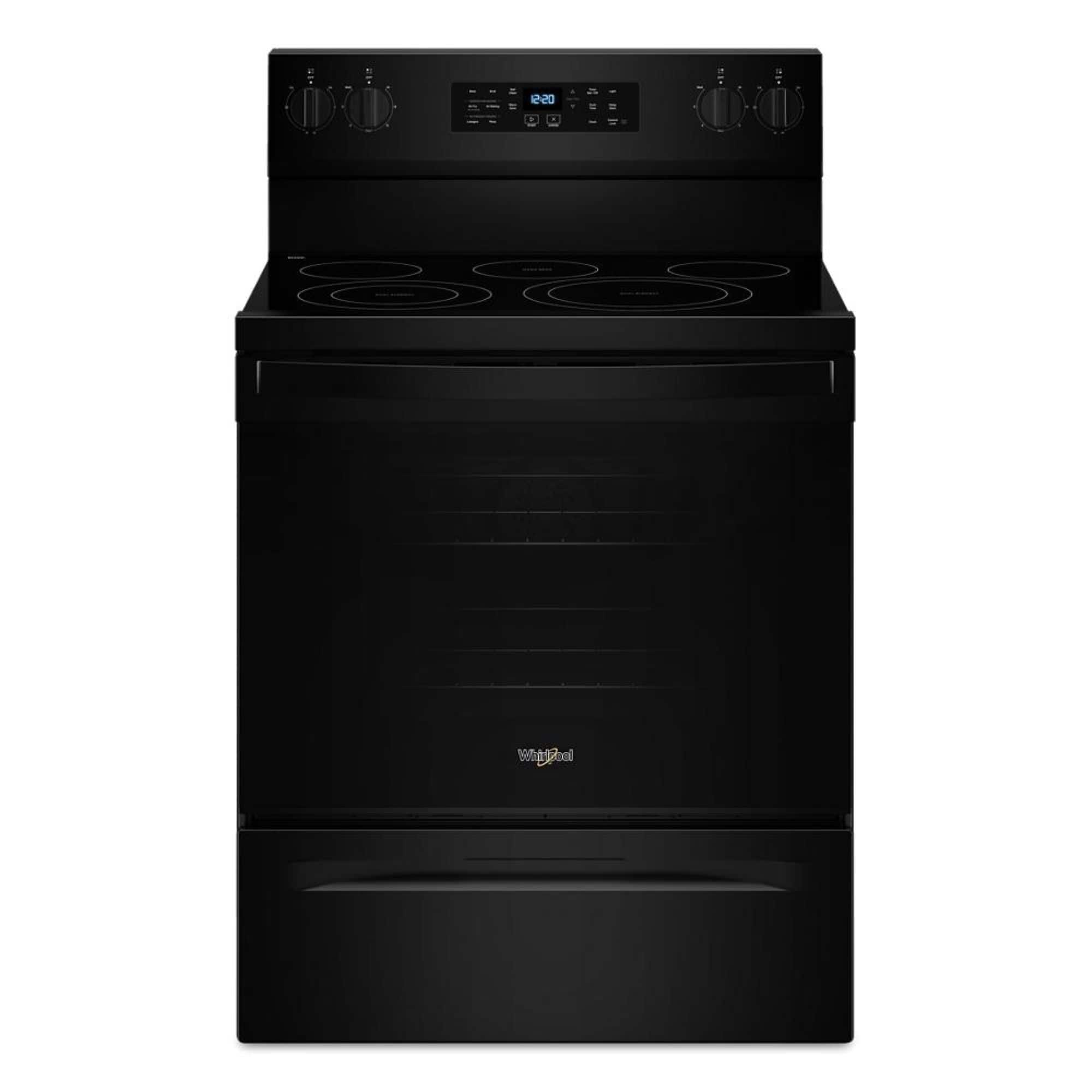Front. Whirlpool - 5.3 Cu. Ft. Freestanding Electric Convection Range with No Preheat Air Fry and Air Baking - Black.