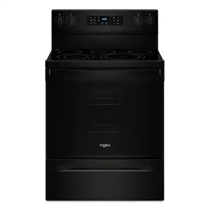 Front. Whirlpool - 5.3 Cu. Ft. Freestanding Electric Convection Range with No Preheat Air Fry and Air Baking - Black.