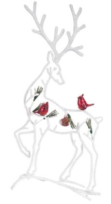 Diva At Home - 19.5" and Red Reindeer with Cardinals Christmas Tabletop Decoration - White