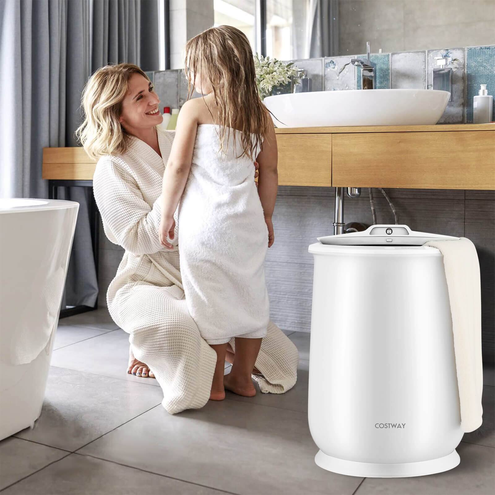 Alt View 1. Costway - Costway Towel Warmer Bucket  Bathroom 21L Towel Heater with Flip-top Lid & Auto Shut Off - White.