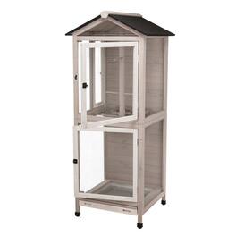 TRIXIE - Large 66.5" Indoor-Outdoor Wooden Birdcage with 3 Front Doors & 2 Perches - Gray