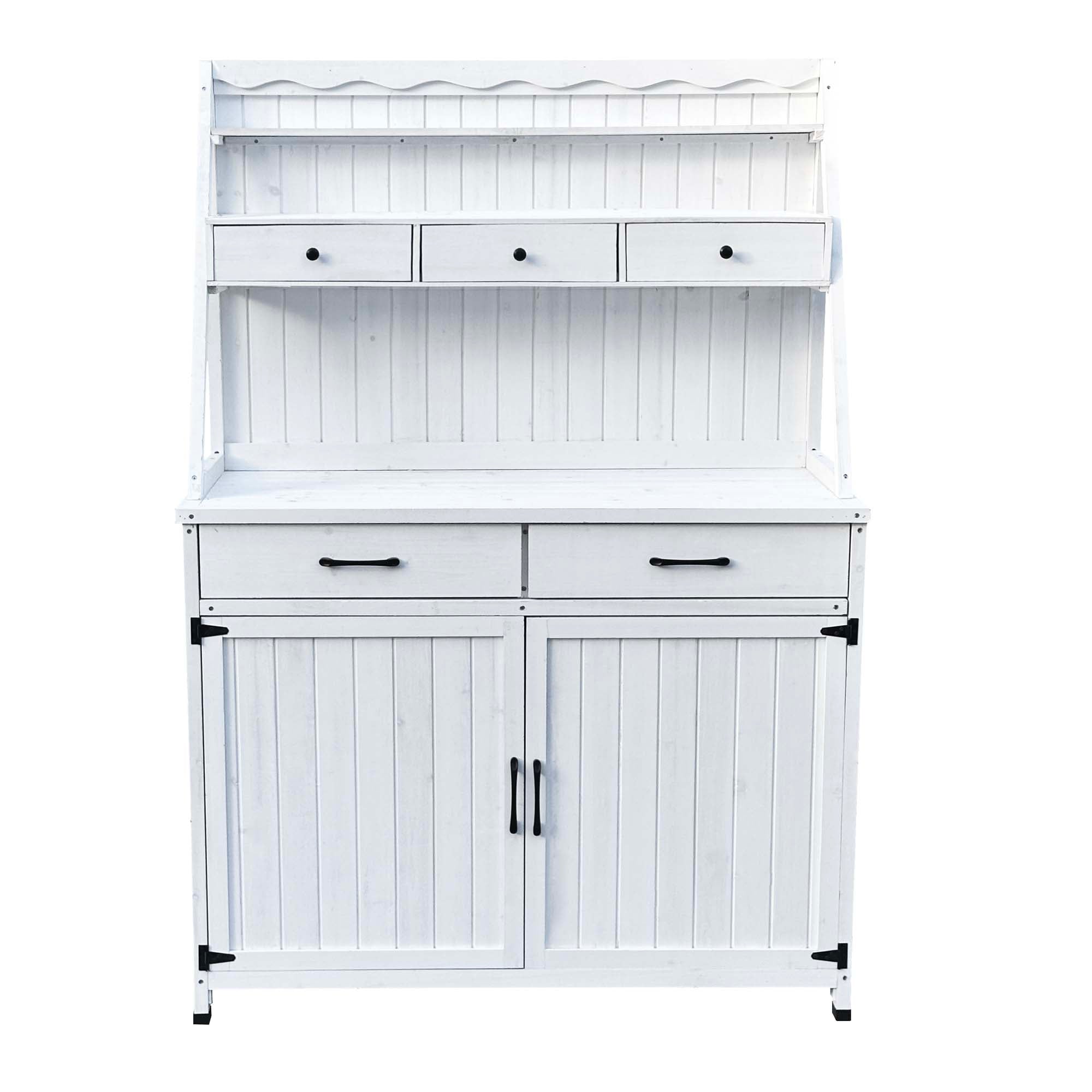 Alt View 5. Boyel Living - Natural Wood Bench Wooden Storage Greenhouse Outdoor Potting Table Tableside cabinet tool cabin - Brown.