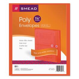 Smead Manufacturing - Poly String and Button Interoffice Envelopes, Open-Side (Horizontal), 9.75 x 11.63, Transparent Red, 5/Pack
