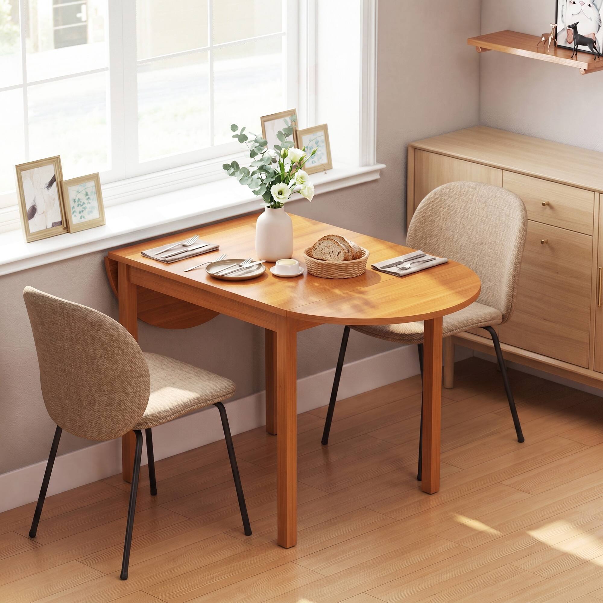 Alt View 7. Homcom - Wood Kitchen Table - Walnut.