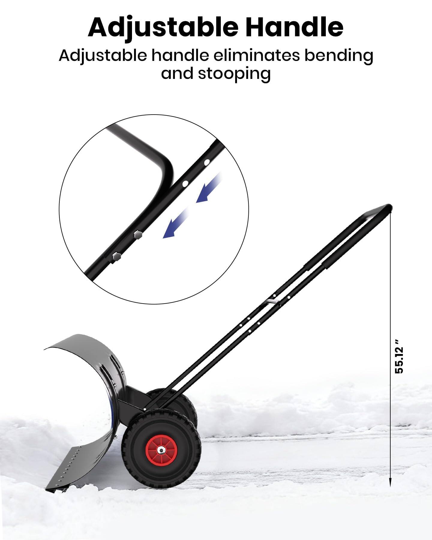 Adjustable Handle  
Adjustable handle eliminates bending and stooping  

55.12"