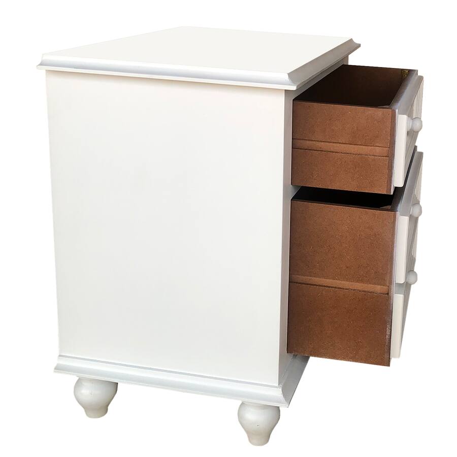 Manhattan Lane 28 Inch Bedside Nightstand, 2 Drawers with Classic Round ...