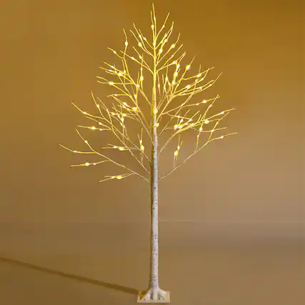 Front. Costway - 6ft Pre-lit Twig Birch Tree for Christmas Holiday w/96 LED Lights - White.