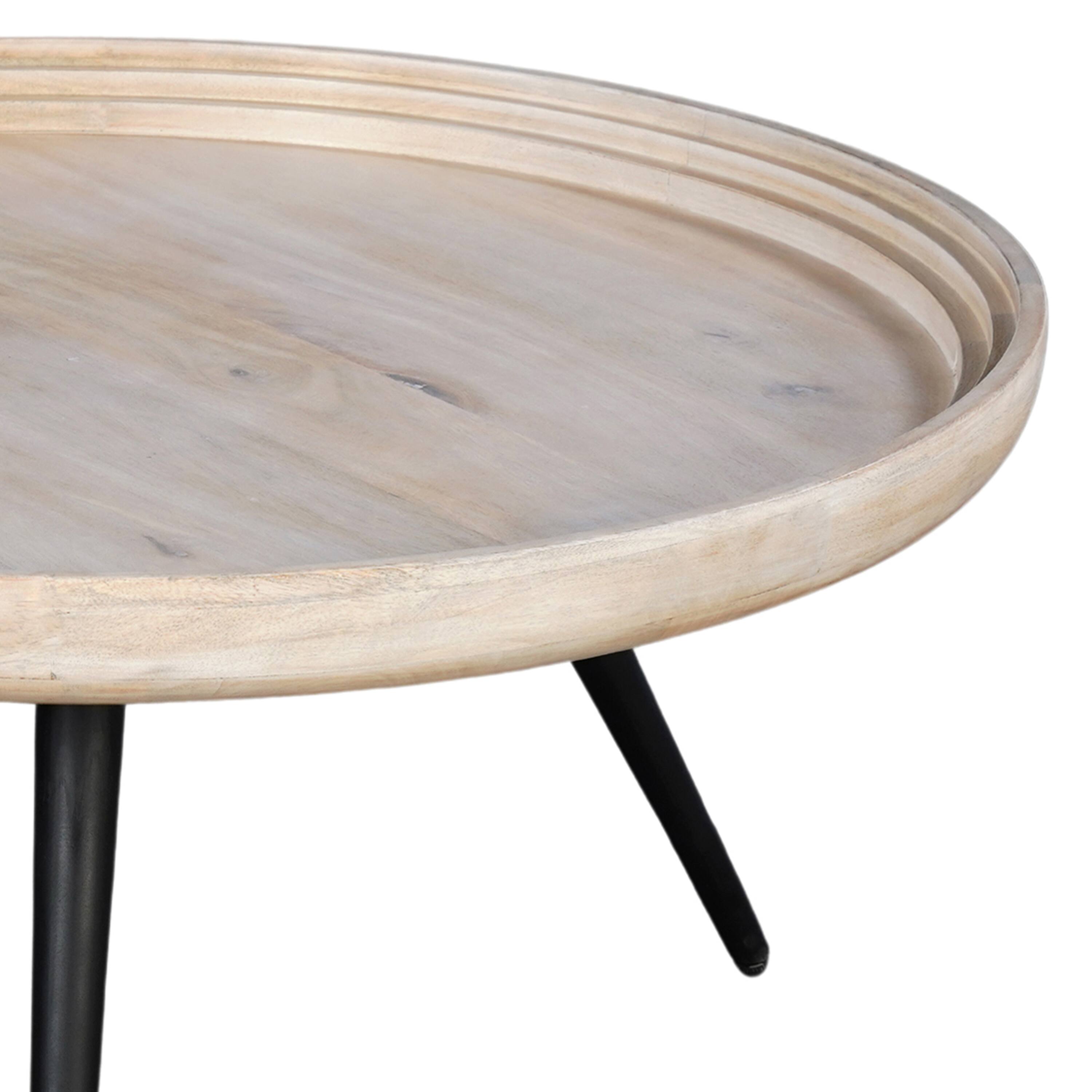 Alt View 5. Manhattan Lane - Urban Chic Coffee Table 30 Inch Round Tray Top - Washed White, Black.