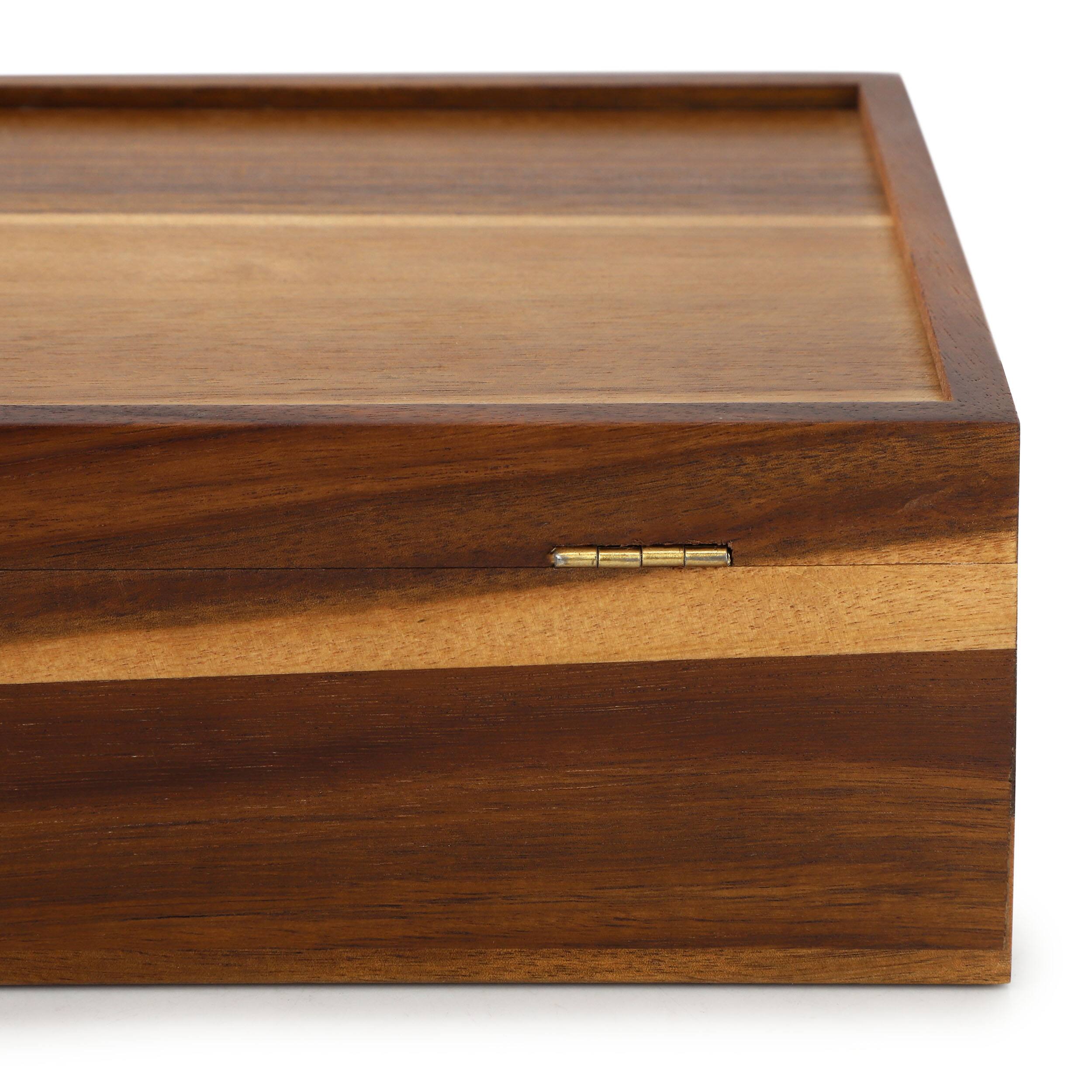 Alt View 2. MegaChef - MegaChef Acacia Wood 14.25 x 7.5 Inch 10 Compartment Tea Box - Brown.