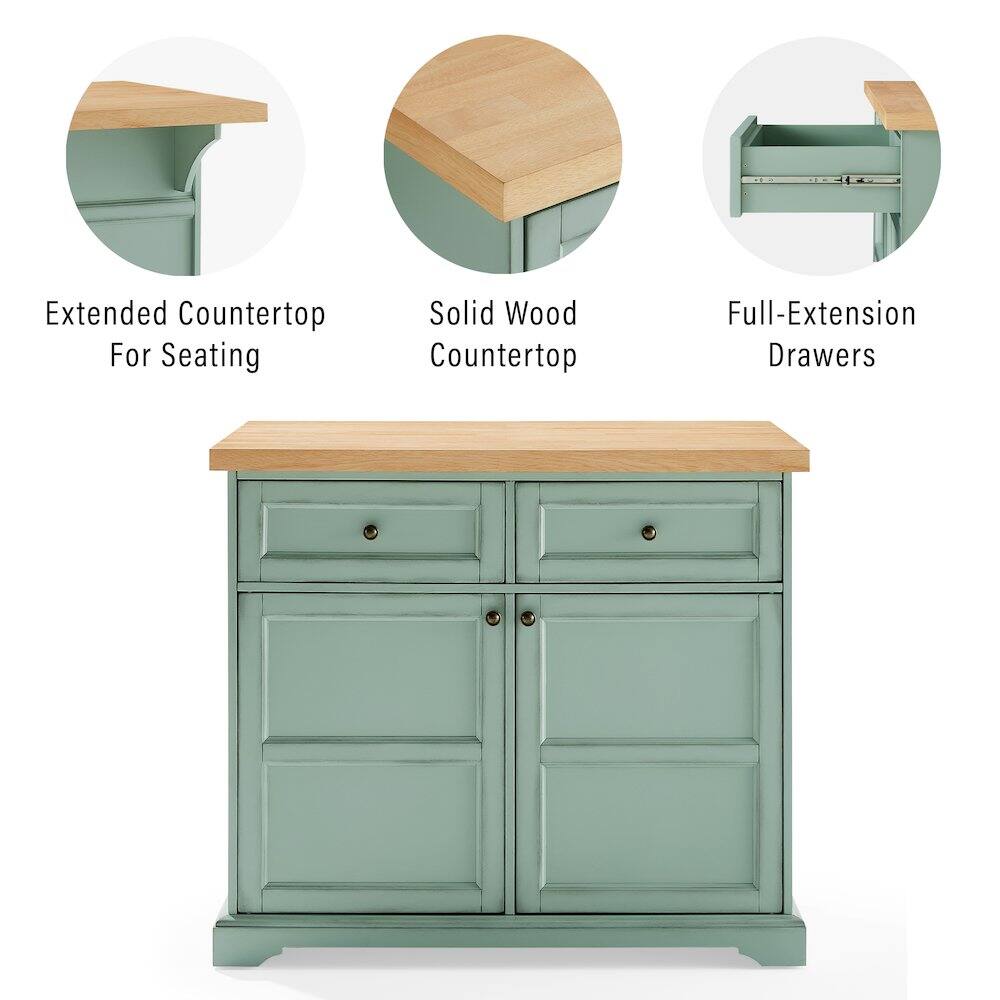 Extended Countertop For Seating  
Solid Wood Countertop  
Full-Extension Drawers