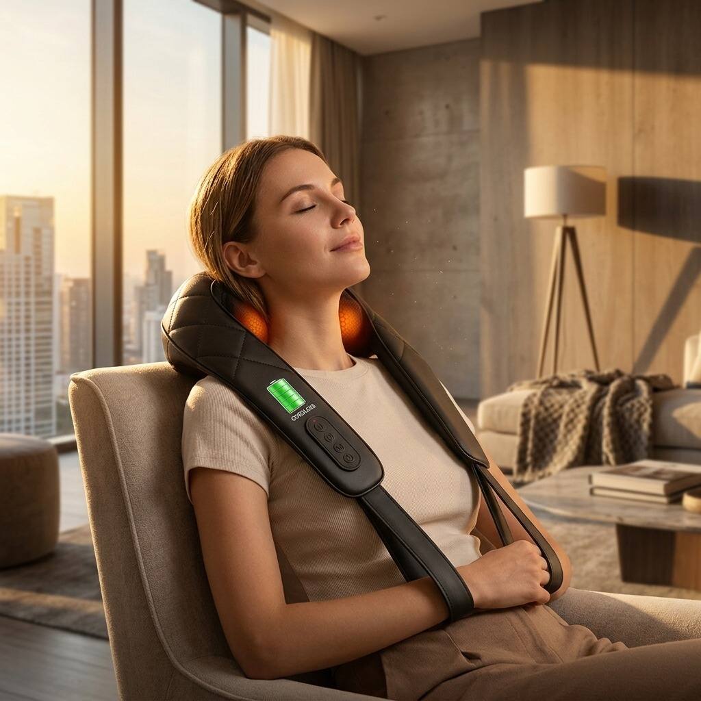 Alt View 1. Dazzed Corner - Cordless Neck Massager with Heat, 4D Shiatsu Deep Tissue - Black.