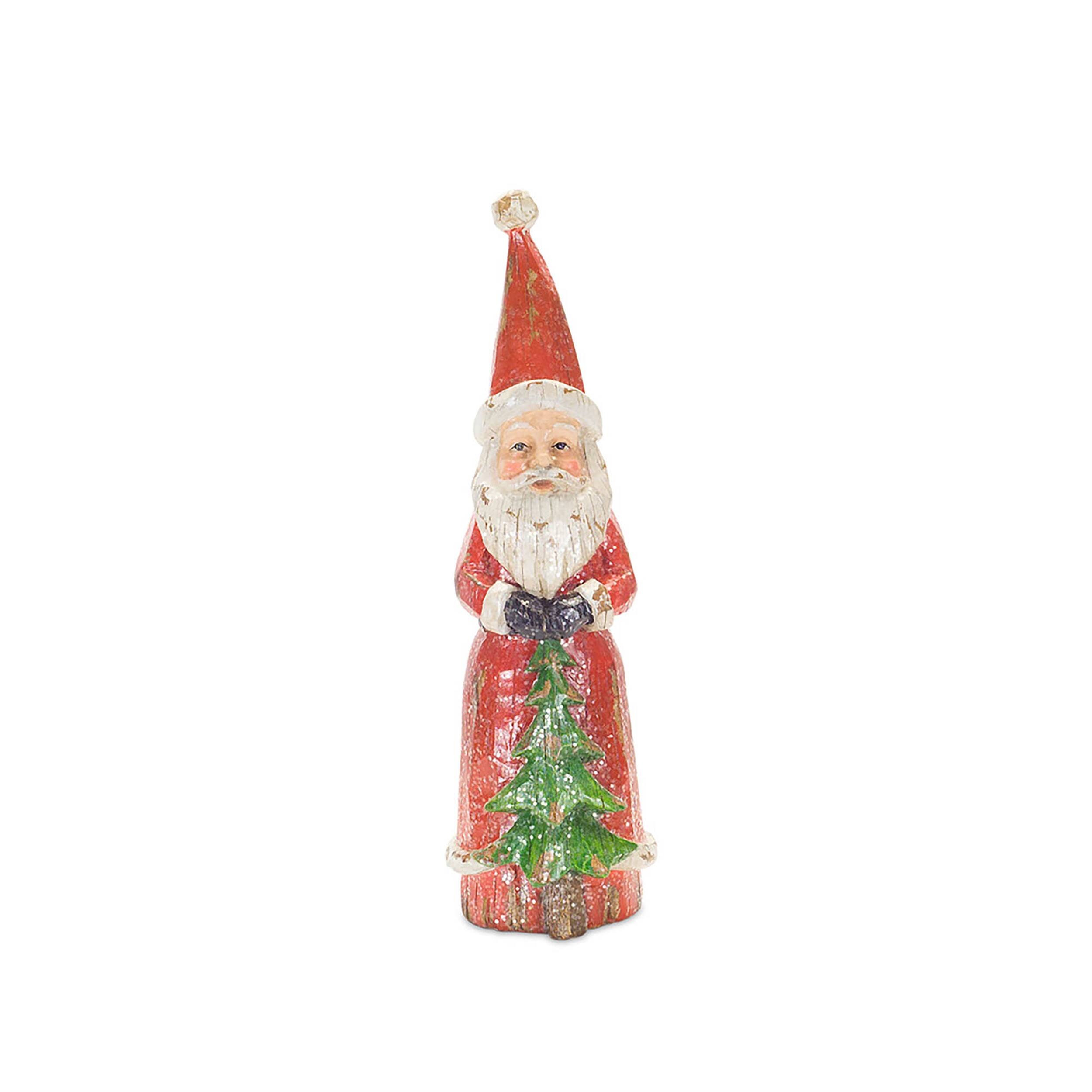 Alt View 1. BreeBe - Distressed Wood Design Santa Figruine (Set of 3) - Red, White.
