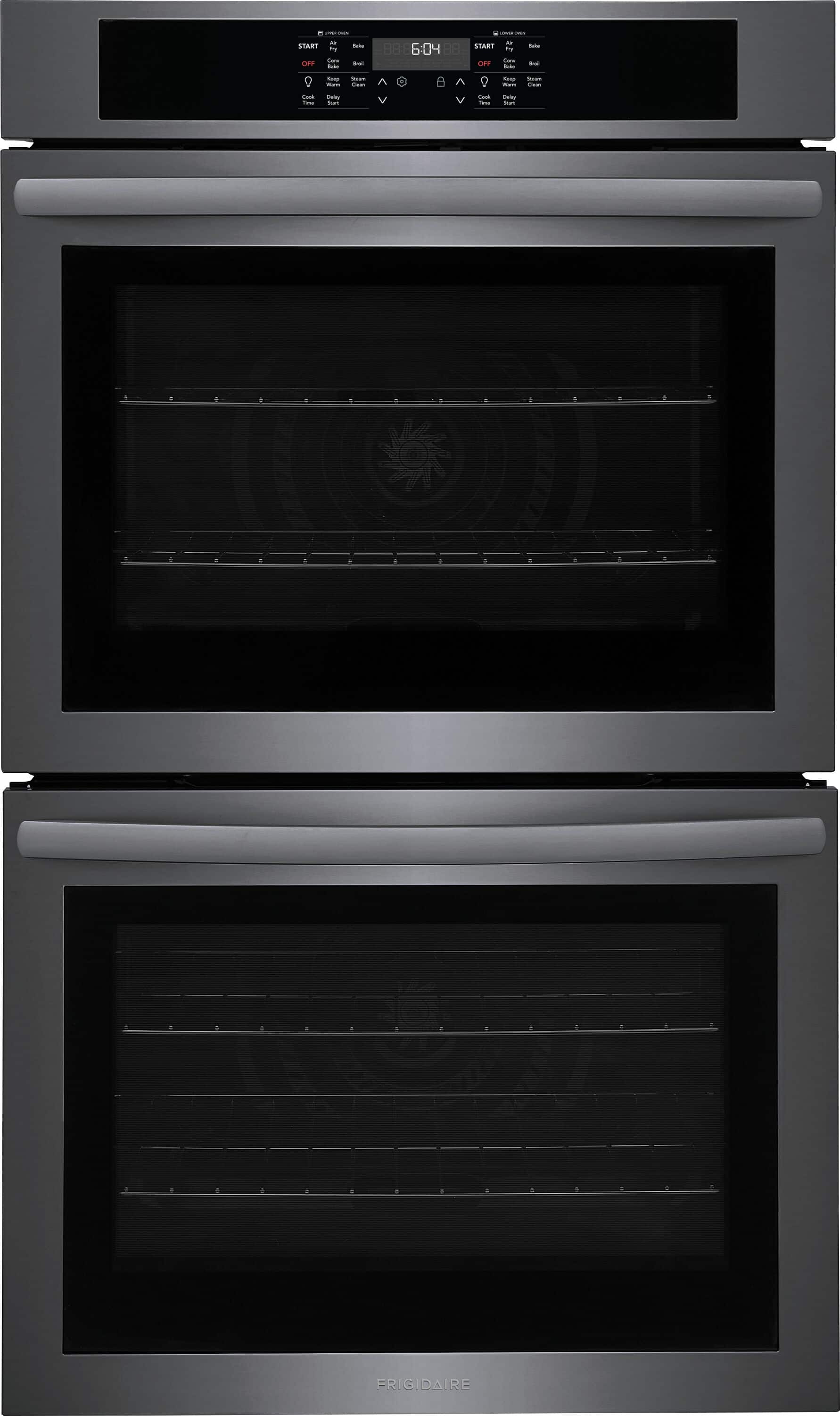 Frigidaire - 30" Built-In Double Wall Oven with Convection Bake and Air Fry - Black Stainless Steel