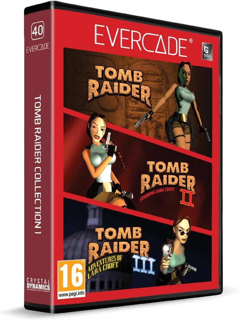 40 EVERCADE EVERCADE GIGA G TOMB RAIDER TOMB RAIDER TOMB RAIDER LARA CROFT COLLECTION STARRING II 1 TOMB ADVENTURES RAIDER OF LARA CROFT III DYNAMICS CRYSTAL 16 PORANT www.pegi.info