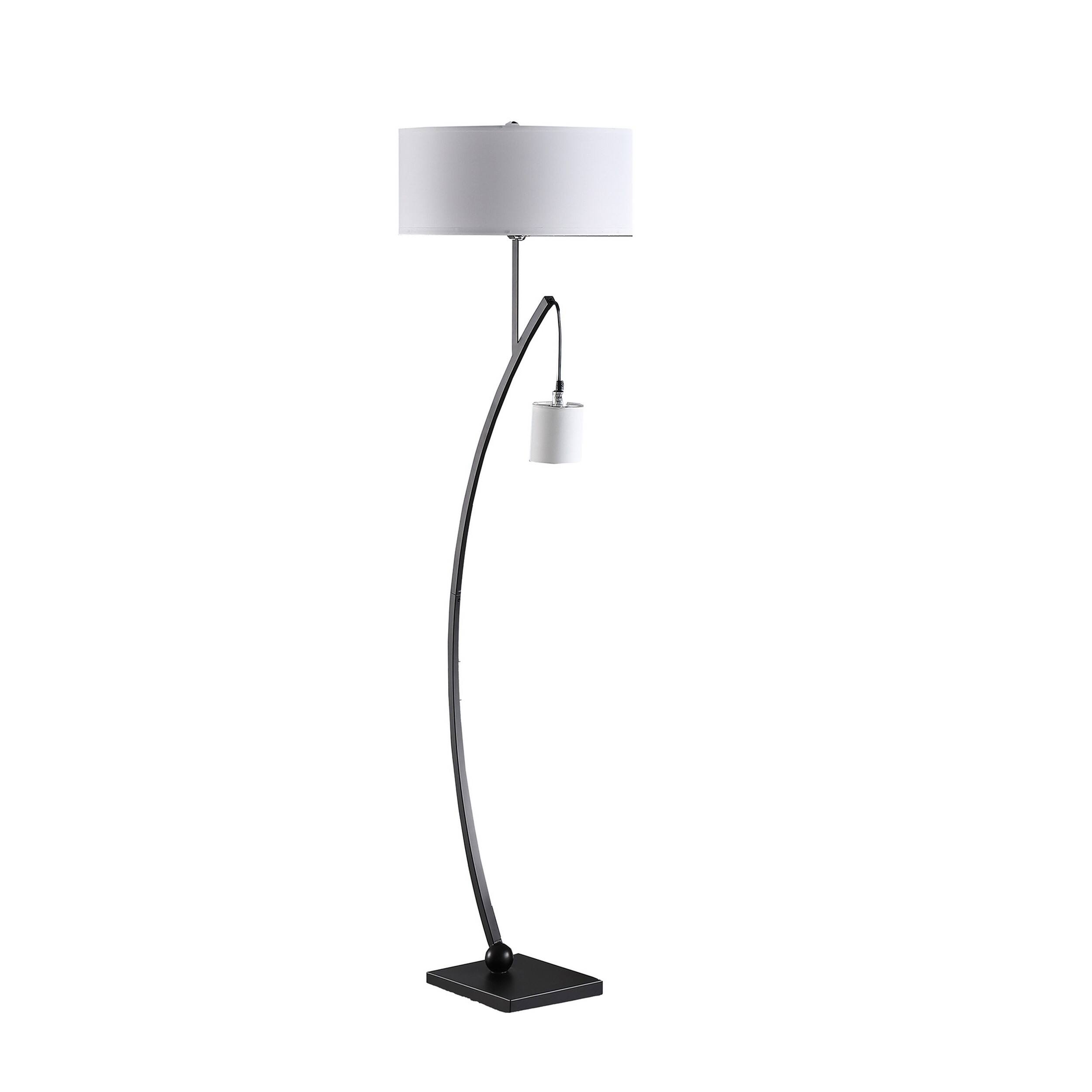 Angle. Manhattan Lane - Jiya 59 Inch Arc Floor Lamp, Hanging Design, 2 Drum Shades.
