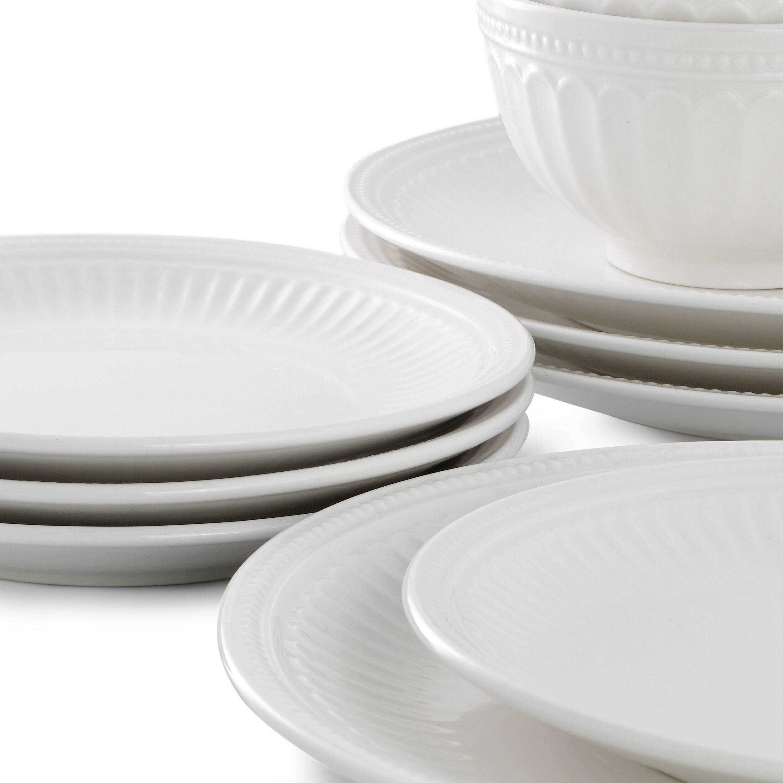 Alt View 2. Elama - Elama Finley 18 Piece Stoneware Dinnerware Set in White, Service for 6 - White.