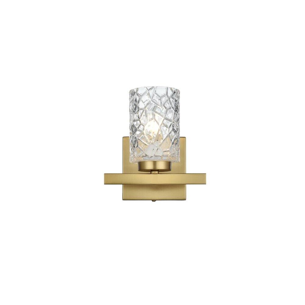 Back. Living District - Cassie 7 inch Wall Sconce in Satin Gold - Satin Gold And Clear.