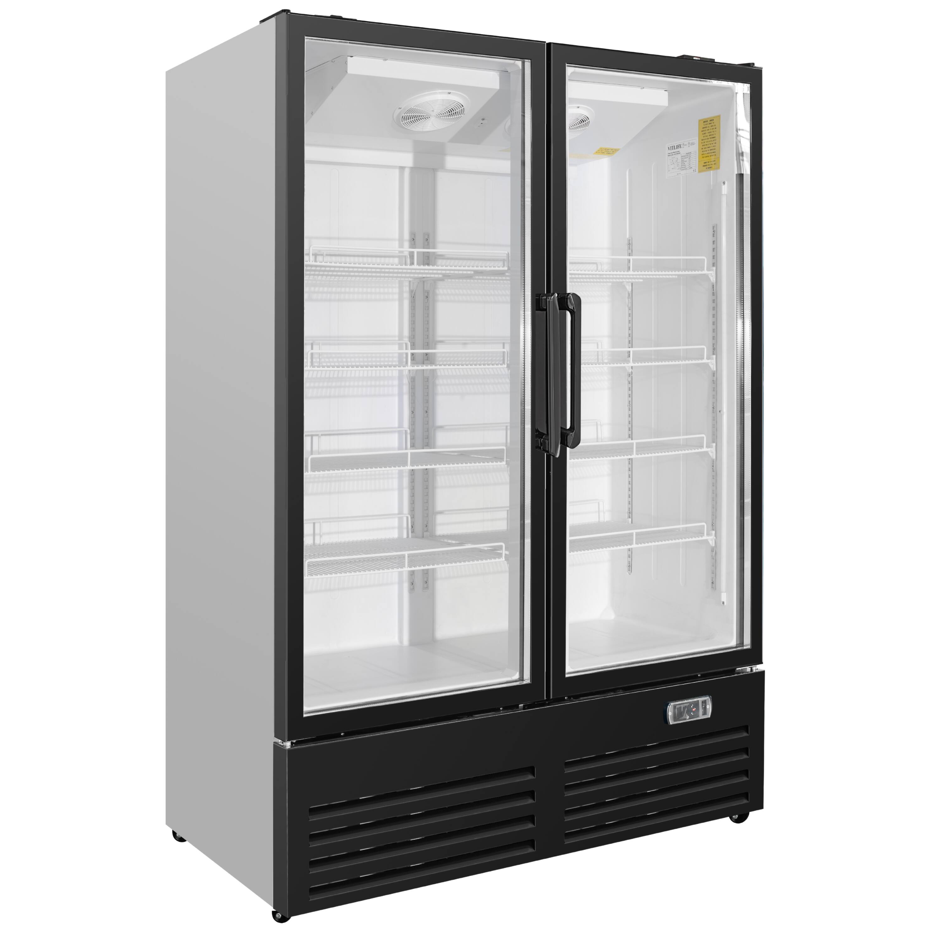 Alt View 1. Equator - Equator Vitlife 36 Cu Ft Commercial 2 Glass Door Merchandiser Refrigerator, LED, Adjustable Shelves, Auto Defrost ETL - Black.