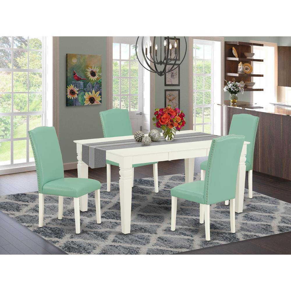 Left. East West Furniture - Dining Room Set Linen White - Linen White.