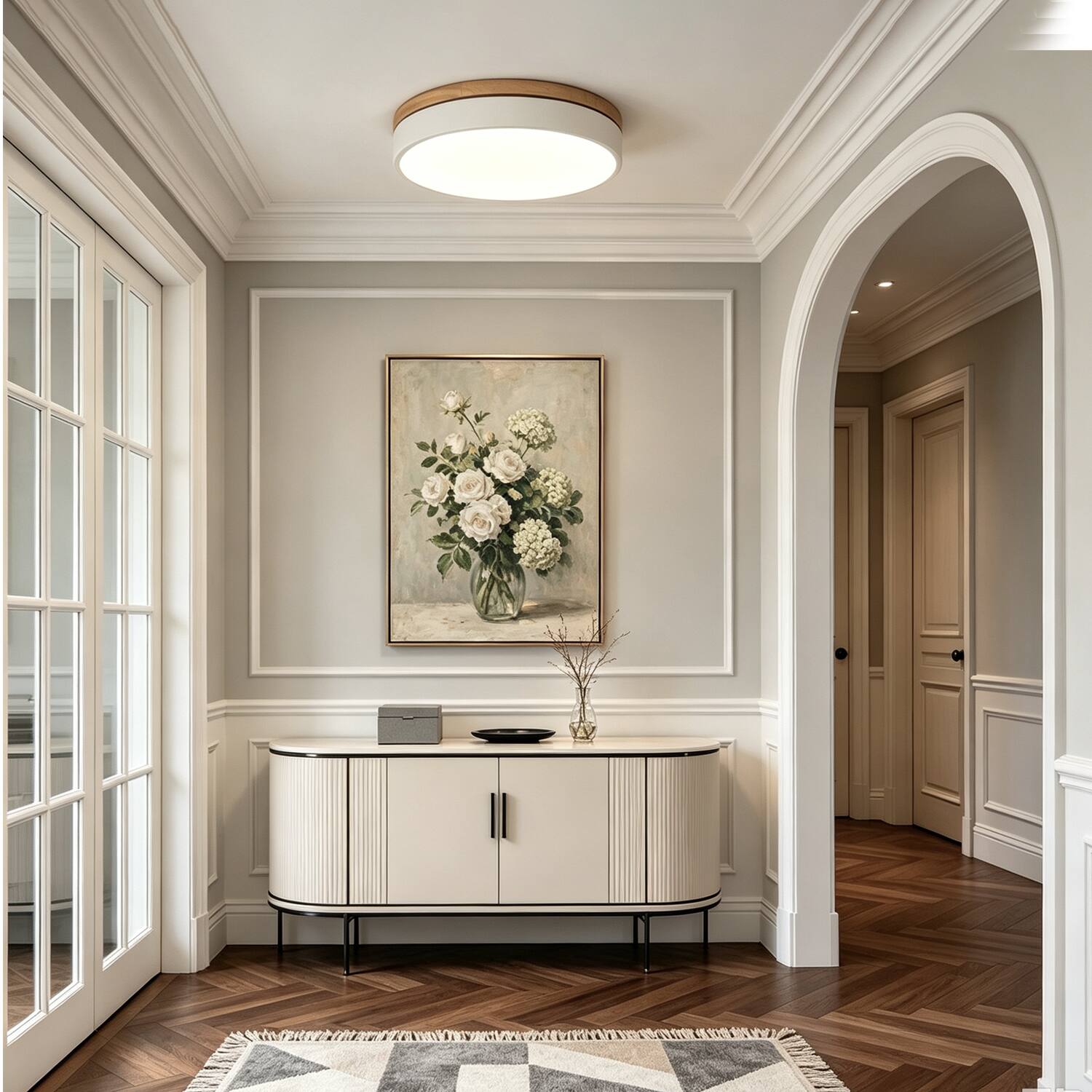 Umeiluce Modern Round LED Flush Mount Ceiling Light Iron and Wood ...