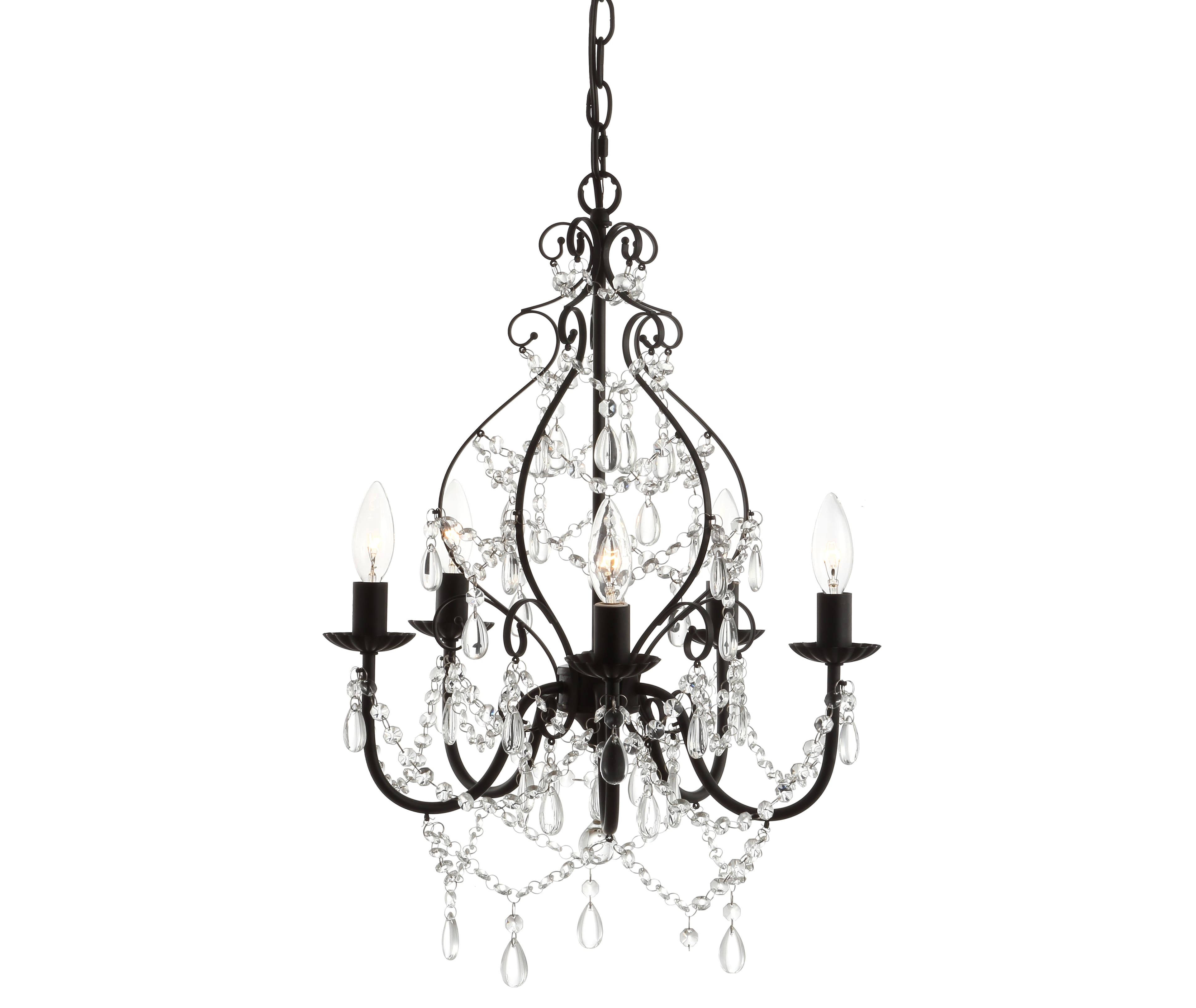 "Jonathan Y - Maura 5-Light 17"" Crystal/Metal LED Chandelier, Black - Black/ Clear" price history on PriceWatchPro