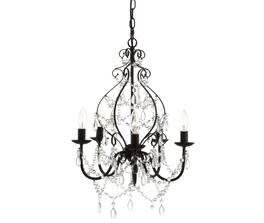 Jonathan Y - Maura 5-Light 17" Crystal/Metal LED Chandelier, Black - Black/ Clear